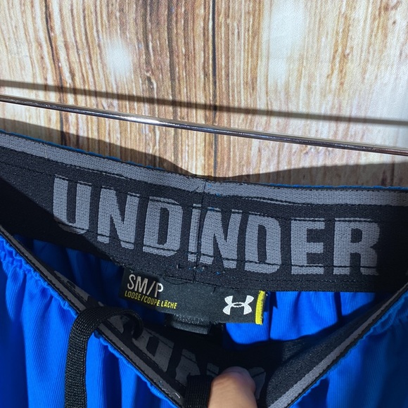 Men's Under Armour Small Royal Blue Gym Shorts Pockets Drawstring Stretch - Picture 3 of 8